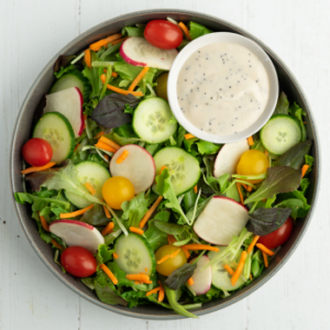 Crisp Green Salad w/ Creamy Poppy Seed Dressing + Grilled Chicken